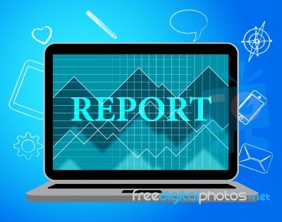 Report Laptop Indicates Web Site And Analysis Stock Image