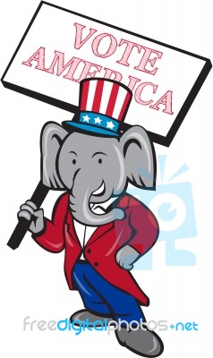 Republican Elephant Mascot Vote America Cartoon Stock Image