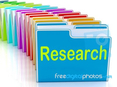 Research Folders Mean Investigation Gathering Data And Analysing… Stock Image