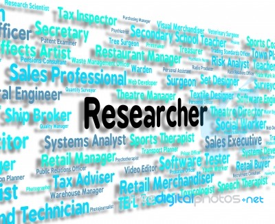 Researcher Job Meaning Gathering Data And Examine Stock Image