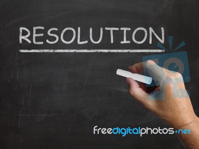 Resolution Blackboard Means Solution Settlement Or Outcome Stock Image