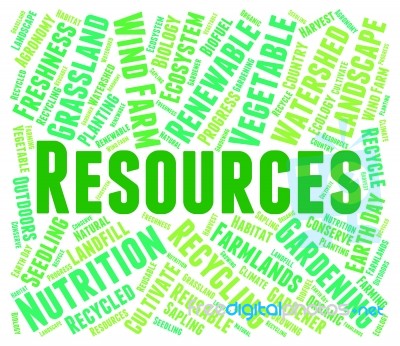 Resources Word Shows Raw Materials And Collateral Stock Image