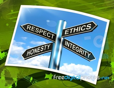 Respect Ethics Honest Integrity Sign Means Good Qualities Stock Image