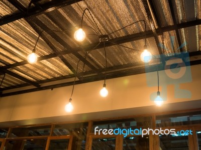Retro Classic Hanging Light Bulbs Stock Photo
