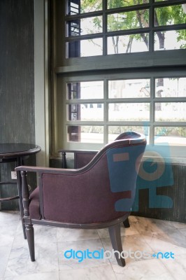 Retro Styled Sofa In Coffee Shop Stock Photo