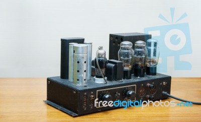 Retro Tube Amplifier 1920 Year Stock Photo