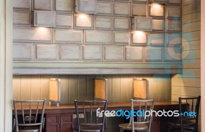 Retro Vintage Wooden Table And Chairs Stock Photo