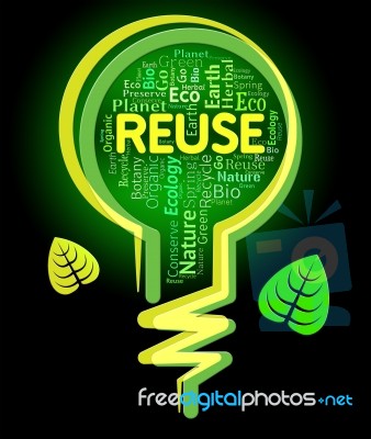 Reuse Lightbulb Represents Go Green And Eco Stock Image