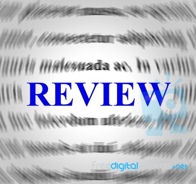 Review Definition Represents Evaluate Reviews And Inspection Stock Image
