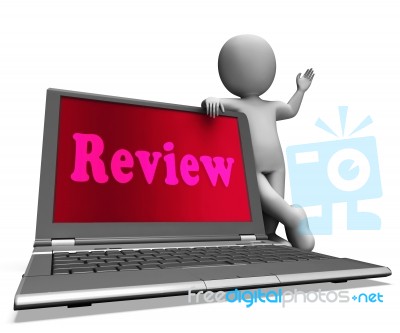 Review Laptop Means Check Evaluation Or Reassess Stock Image
