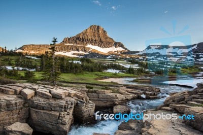 Reynolds Mountain At Logan Pass, Glacier National Park Stock Photo