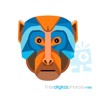 Rhesus Macaque Head Flat Icon Stock Image