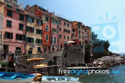 Riomaggiore View, Gulf Of 5 Terre I Stock Photo Riomaggiore View, Gulf Of 5 Terre I Stock Photo