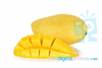 Ripe Mango Isolated On The White Background Stock Photo