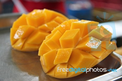 Ripe Mangoes Slices Stock Photo