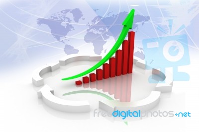 Rising arrow with Bar Chart Stock Image