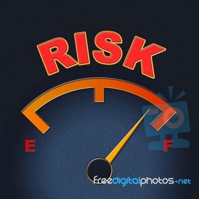 Risk Gauge Shows Display Caution And Failure Stock Image