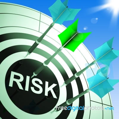 Risk On Dartboard Showing Dangerous Stock Image