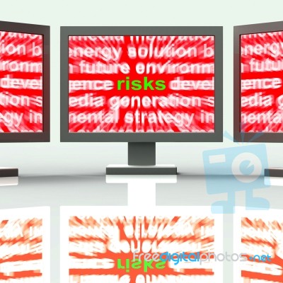 Risks Laptops Shows Investment Profit And Loss Stock Image