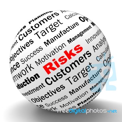 Risks Sphere Definition Shows Insecurity And Financial Risks Stock Image
