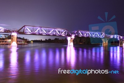 River Kwai Metal Train Bridge Stock Photo