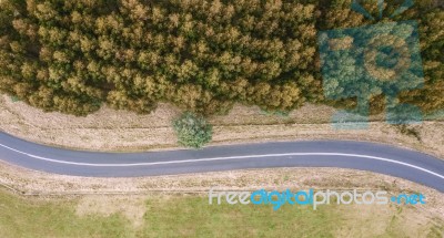 Road And Field In The Tasmanian Countryside Stock Photo