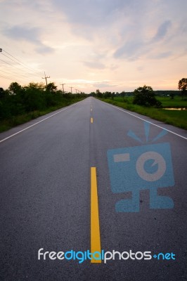 Road At The Sunset Stock Photo