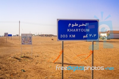 Road Sign In Sudan Stock Photo