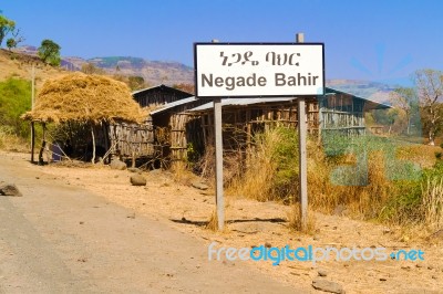 Road Sign To Negade Bahir Village In Ethiopia Stock Photo