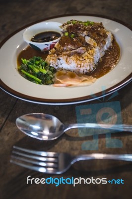 Roast Duck Over Rice Stock Photo