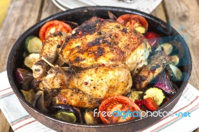 Roasted Chicken With Vegetables Stock Photo Roasted Chicken With Vegetables Stock Photo