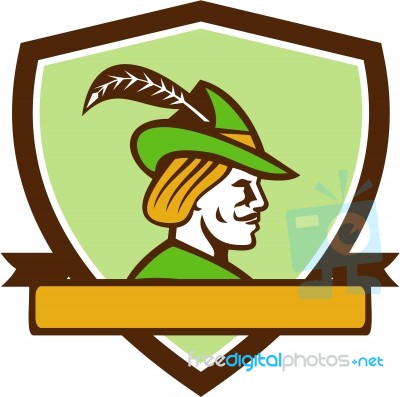 Robin Hood Side Ribbon Crest Retro Stock Image