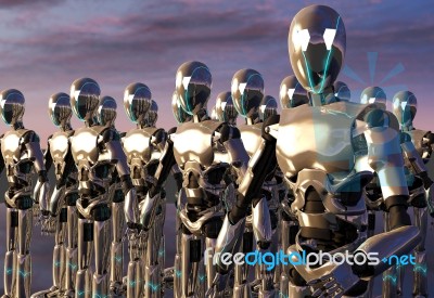 Robot Android Army Stock Image