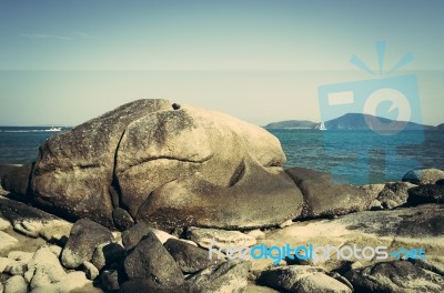 Rock And Sea Beach Stock Photo