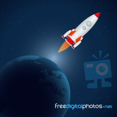 Rocket In Universe Stock Image