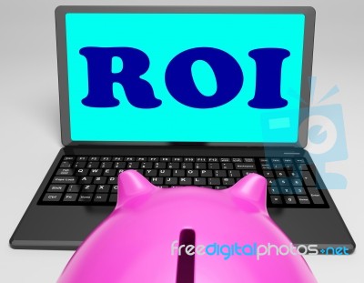 Roi Laptop Shows Investors Returns And Profitability Stock Image
