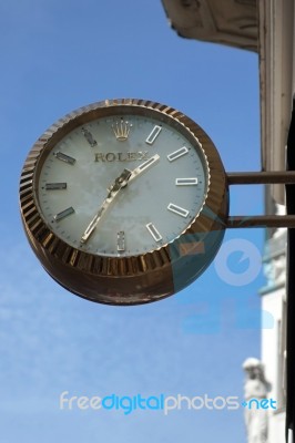 Rolex Clock On A Building In Prague Stock Photo