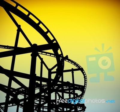 Roller Coaster Track Silhouette  Stock Photo