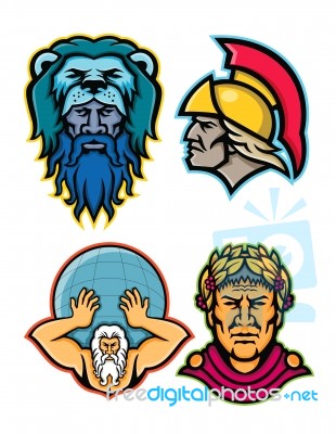 Roman And Greek Heroes Mascot Collection Stock Image