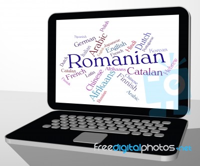 Romanian Language Indicates Text Wordcloud And Communication Stock Image