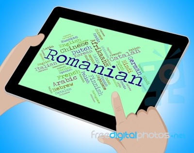 Romanian Language Shows Translate Word And Text Stock Image