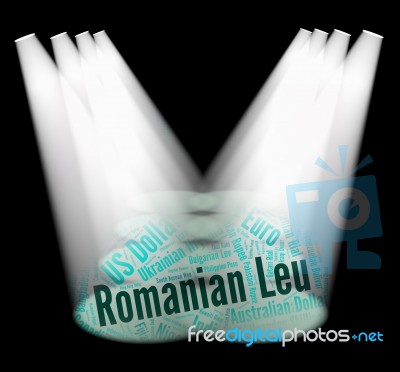 Romanian Leu Means Exchange Rate And Banknotes Stock Image