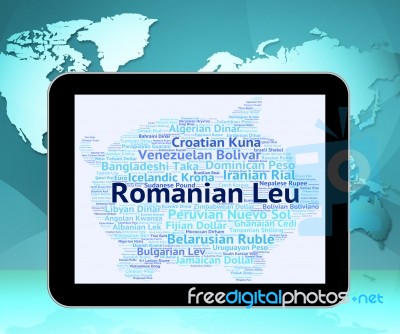 Romanian Leu Represents Foreign Currency And Banknotes Stock Image