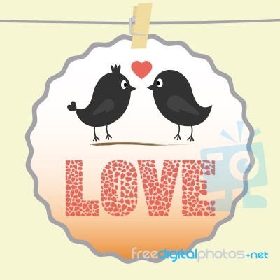 Romantic Card Depicting Two Love Birds Stock Image