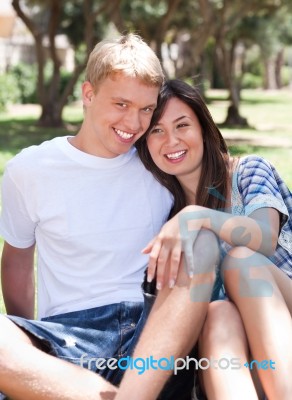 Romantic Young Couple Enjoying Day Out Stock Photo