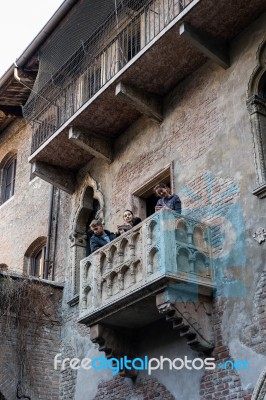 Romeo And Juliet's Balcony In Verona Stock Photo