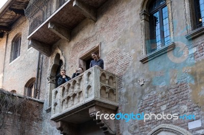 Romeo And Juliet's Balcony In Verona Stock Photo