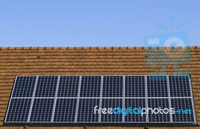 Rooftop Solar Panels Stock Photo