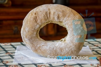 Round Loaf Of Traditional Bread Stock Photo