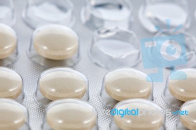 Round Pills In Blister Pack Stock Photo